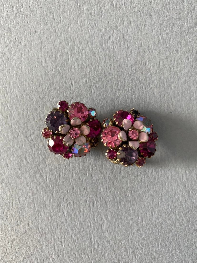 Vintage WEISS Pink Glass Earrings