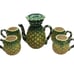 Vintage Pineapple Tea Set Teapot with Lid and 4 Matching Mugs Tropical Coffee
