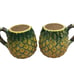 Vintage Pineapple Tea Set Teapot with Lid and 4 Matching Mugs Tropical Coffee