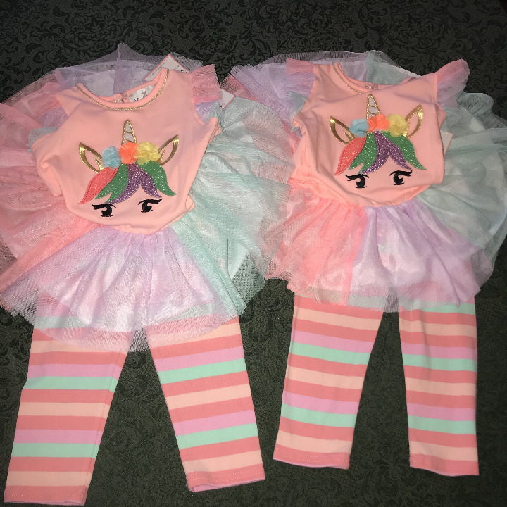 NWT Rare Editions unicorn twins set 3t 3