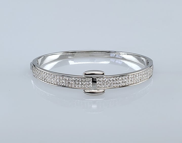 14K White Gold Womens 2ct Diamond Bangle Bracelet 14 K Sterling Silver Jewelry