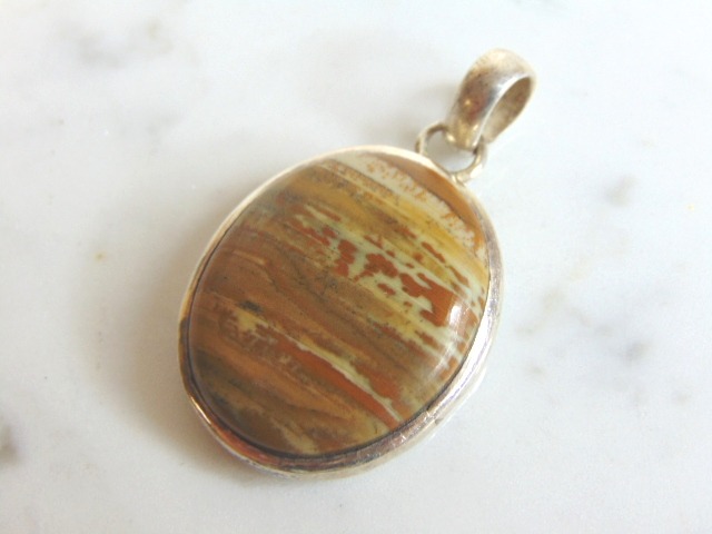Womens Vintage Estate Sterling Silver Jasper Pendant 12.5g E5737