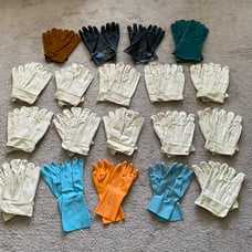 Gloves, industrial, lot of 19 pairs, all new. Industrial 100% cotton work glove