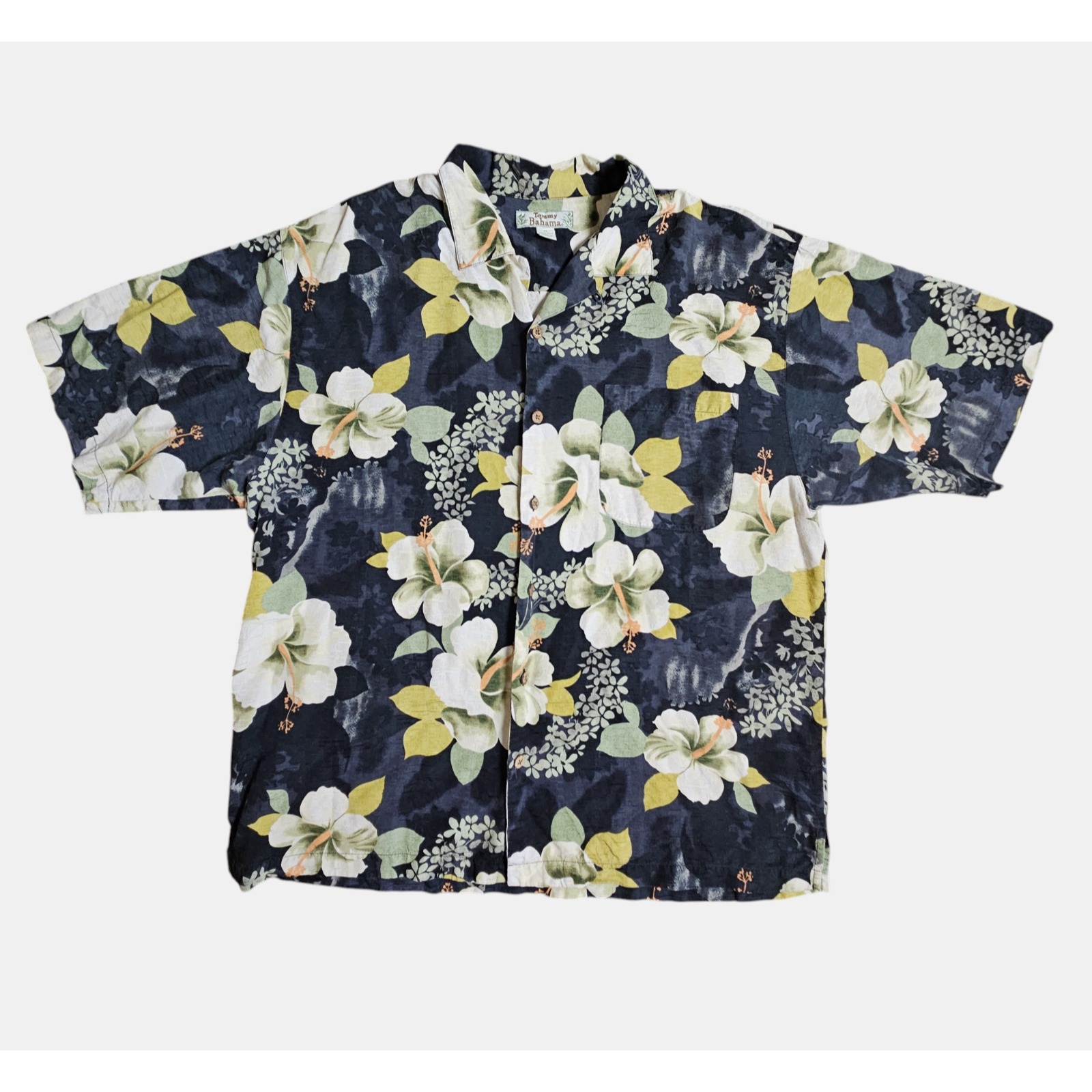 Tommy Bahama Mens Silk Short Sleeve Button Up Hawaiian Shirt XL Floral Tropical