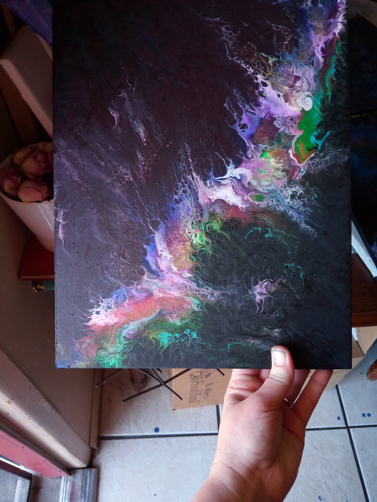 New wood panel painting; Celebrate