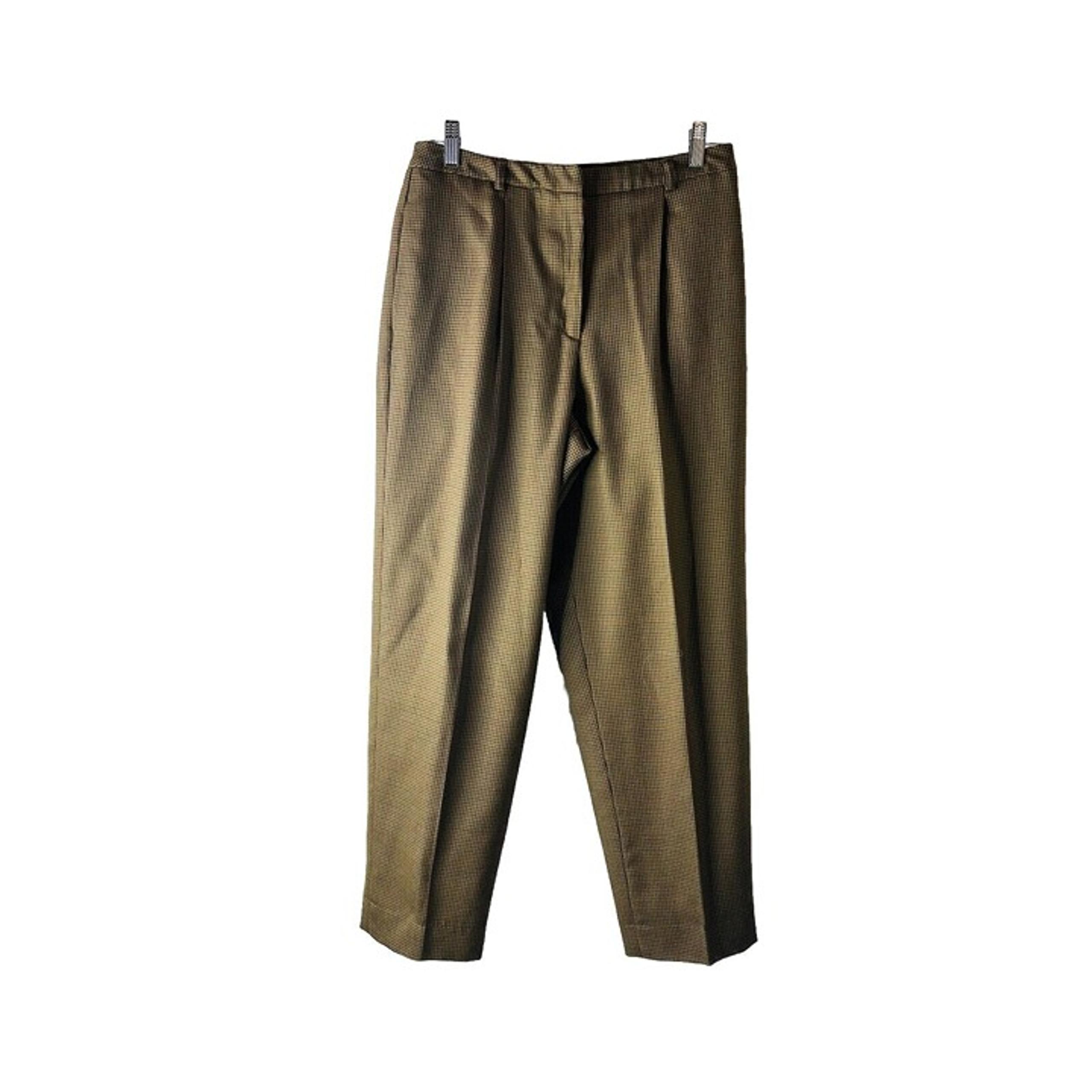 Vintage 90s Womens 10 Wool Houndstooth Plaid Pleated Trousers Dress Pants