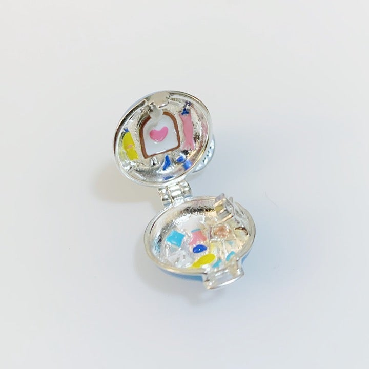 Polly pocket Dress up Jewel blue locket bracelet silver charm beads Pandra