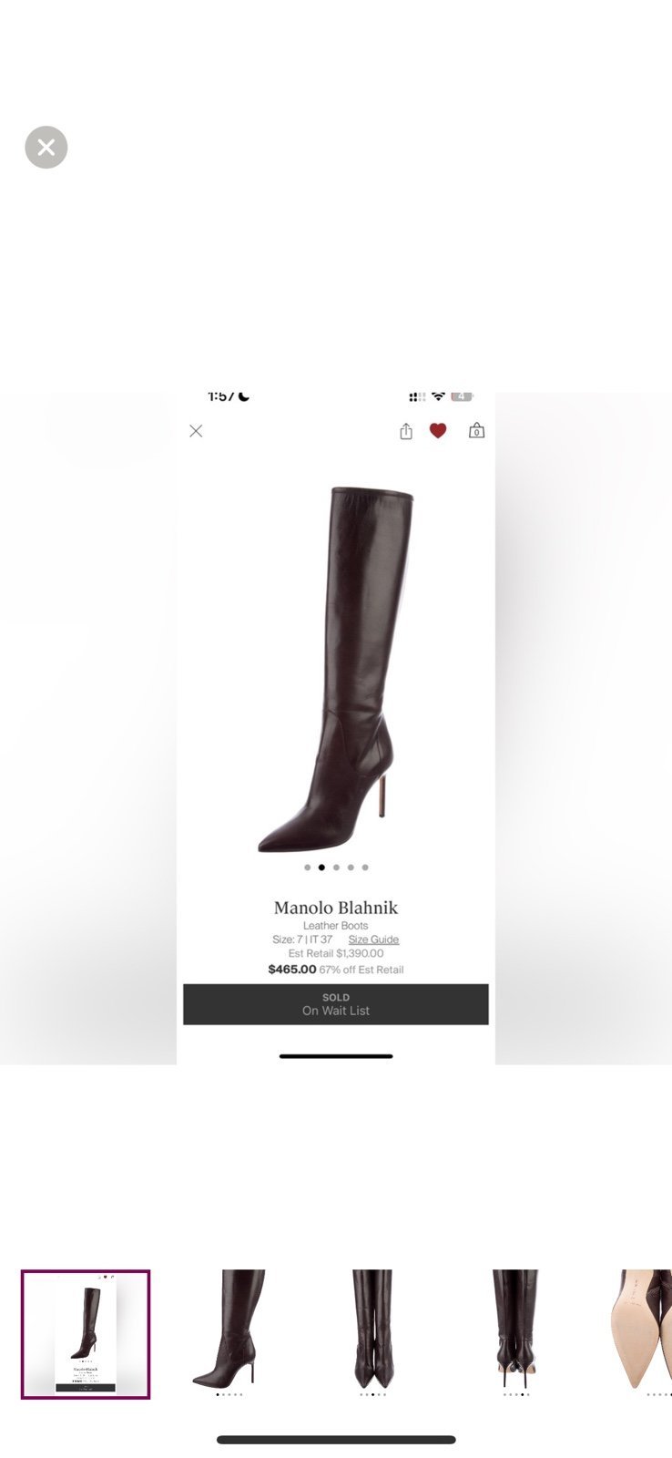 Manolo Blahnik leather knee high boots brown size 7