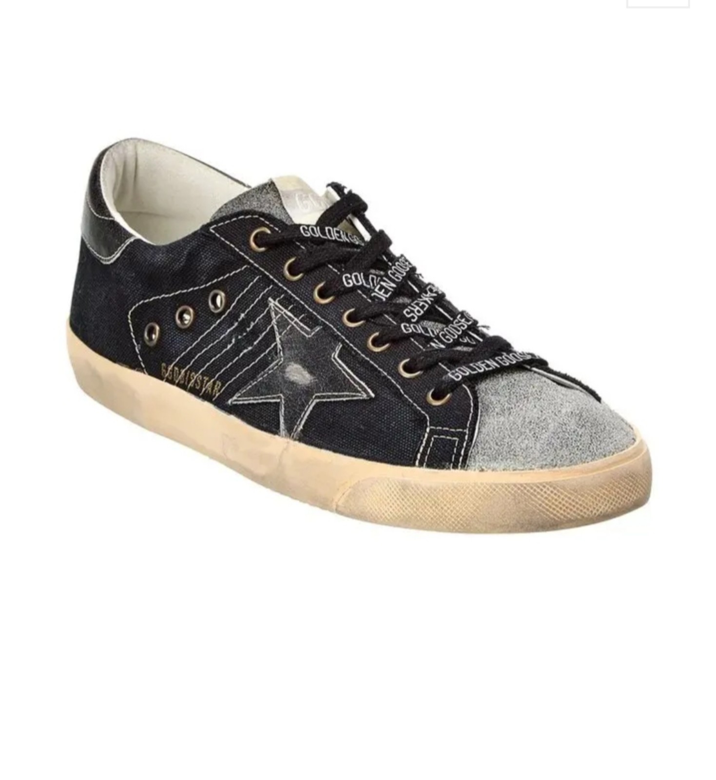 Golden goose superstar vintage leather/canvas Mens sneakers in black size 41