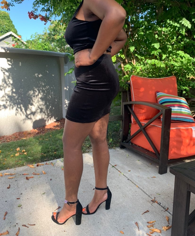 2 piece velvet skirt