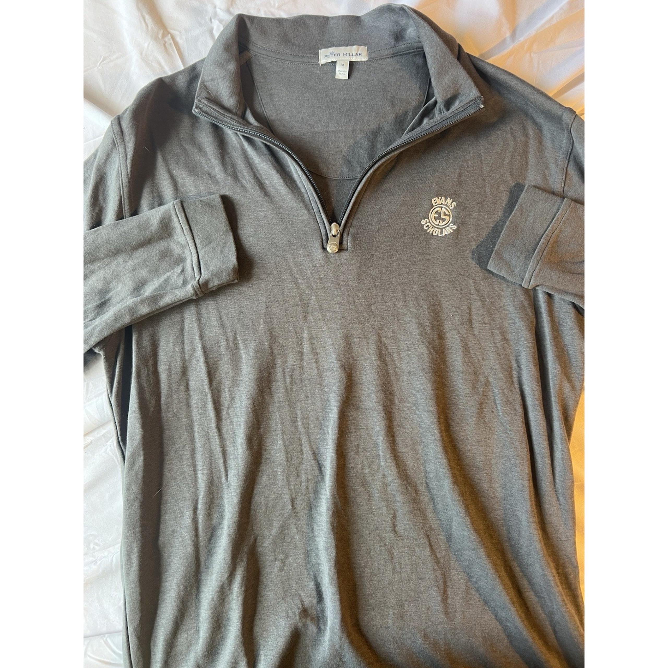 PETER MILLAR x EVANS SCHOLARS Size Medium Mens 1/4 Zip Pullover Gray Golf