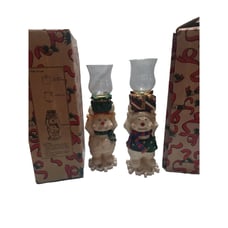 2 Vintage Holiday Treasures Christmas Snowman 9” Votive Holiday Candle Holder