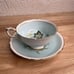 VTG Paragon Double Warrant TeaCup/Saucer Mint green/Dogwood Gold Trim England