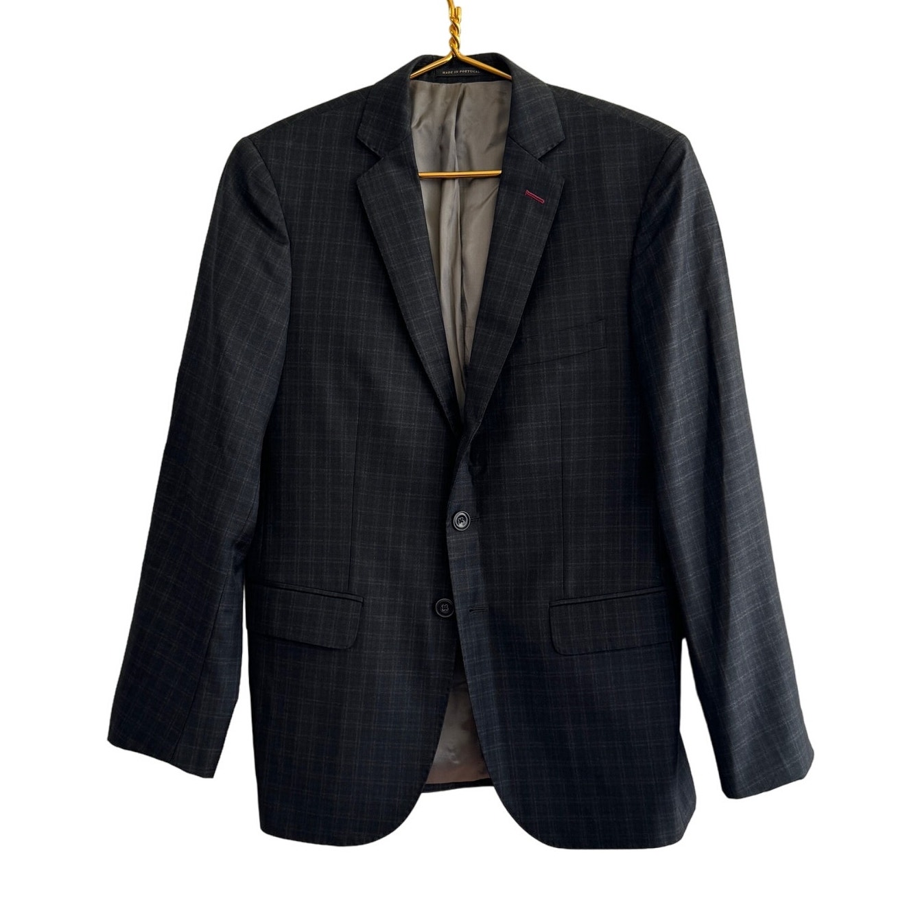 J. Hilburn Italian Wool Gray Plaid Sports Coat Blazer Size 38R