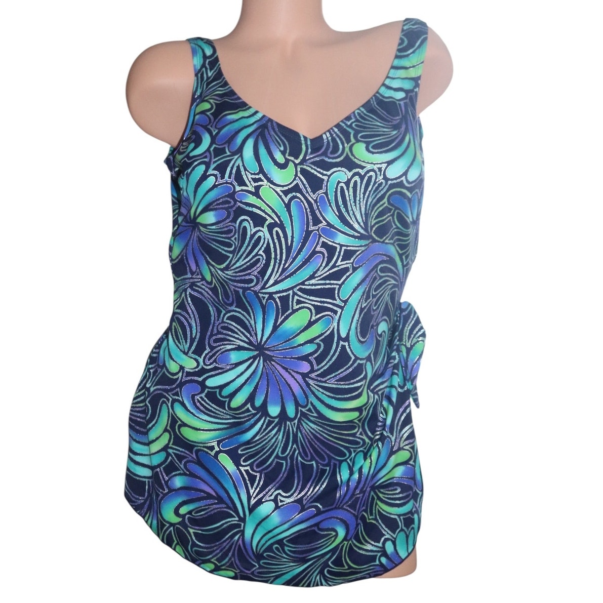 NWT Roxanne Classics V-Neck Sarong Bra Sized Swimsuit Size 16 40D