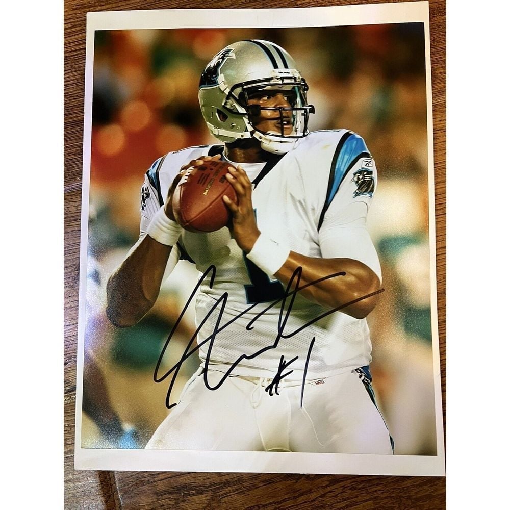 AUTHENTIC Cam Newton Signed Picture, Picture Of Him Signing And Certificate Auth