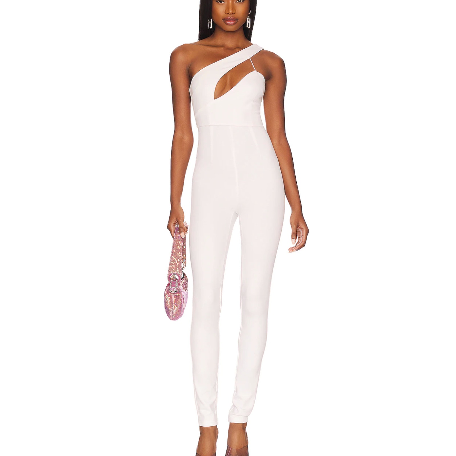 Revolve Superdown White One Shoulder Jumpsuit XS Asymmetrical Tiasha 90 NEW