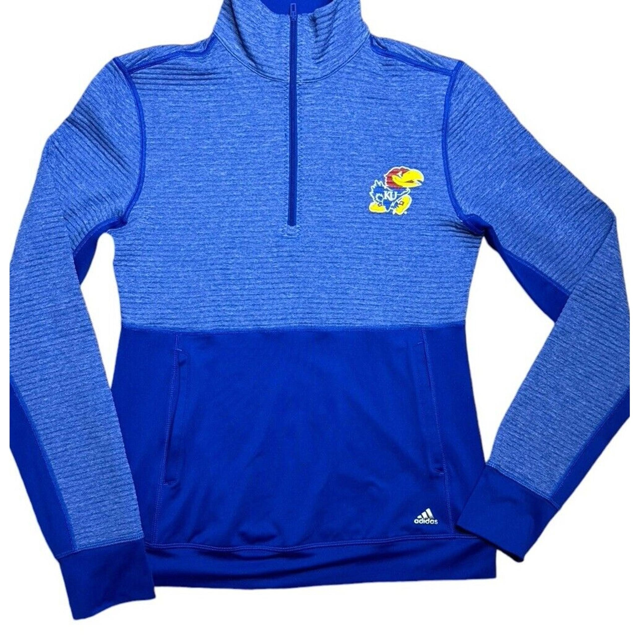 Adidas Kansas KU Jayhawks Women's Pullover Top Size S 1/4 Zip Ribbed Long Sleeve