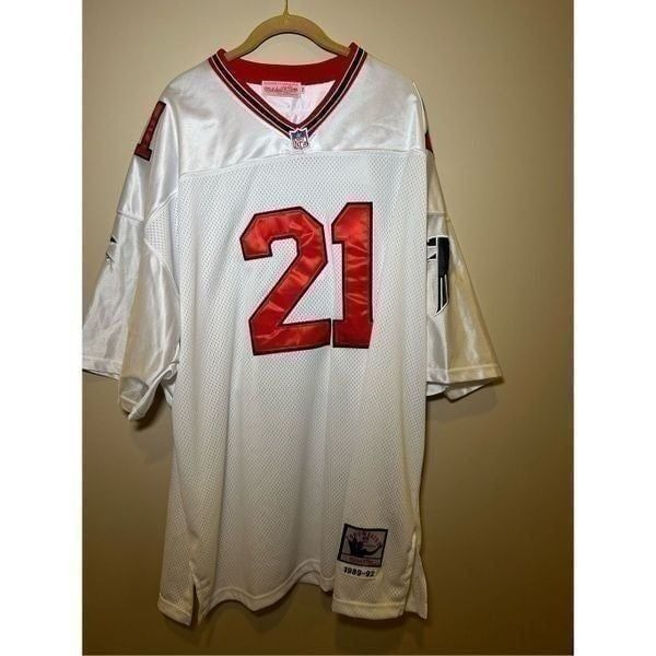 Vtg SEWN Throwback Authentic Atlanta Falcons #21 Deion Sanders NFL Jersey Sz 56