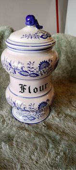 Vintage Blue onion flour canister