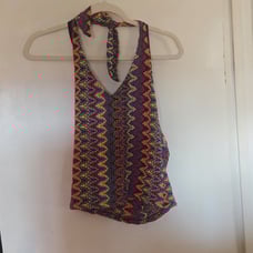 Shameless- Vintage- Women's/Junior's- Multicolor- Zig-Zag- Halter Top- Medium