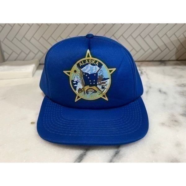 VINTAGE Alaska State Troopers HANES HEADWEAR SNAPBACK HAT FOAM INSIDE OS
