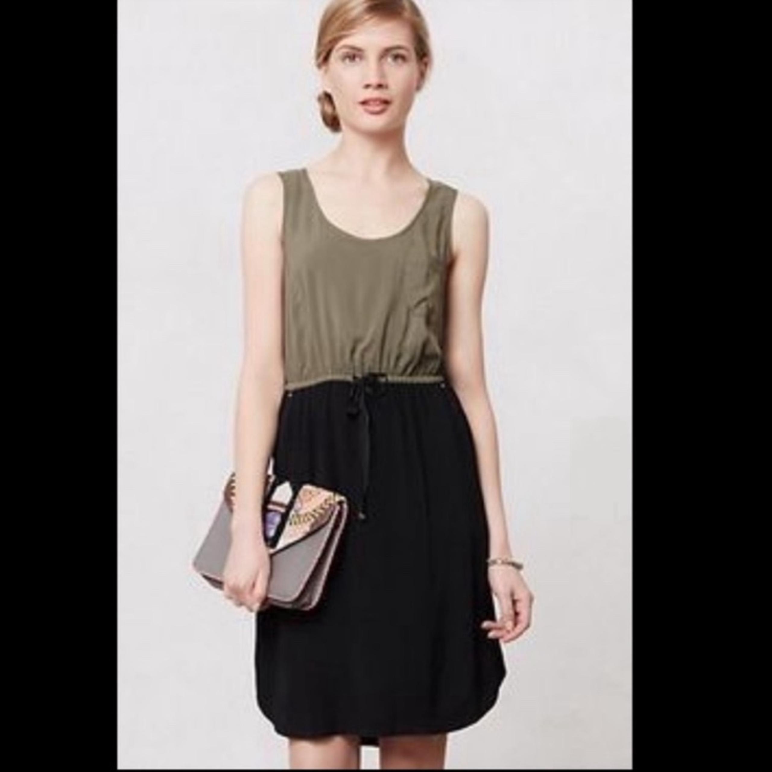 Anthropologie Edme & Esyllte Freya Olive Green Colorblock Sleeveless Dress