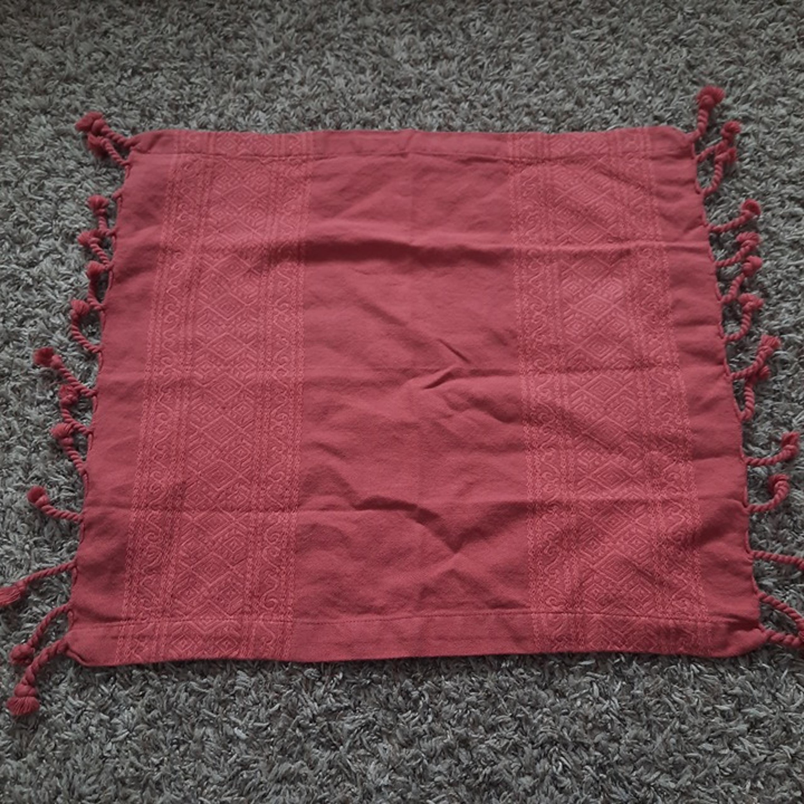 Set of 10 Pottery Barn Napkins with Tassles 100% Cotton Rust Red Terra Cotta