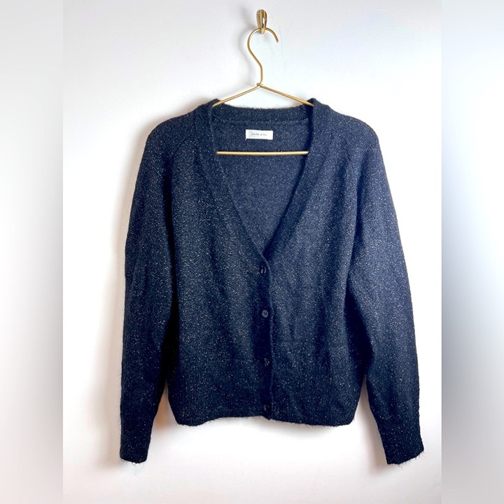 ANINE BING Mason Cardigan black mohair sparkle M