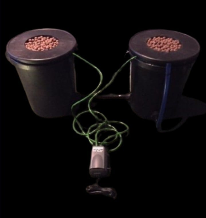 2-Plant 10-Gallon Connected DWC Hydroponic System W/ Water level sight kit, Leca