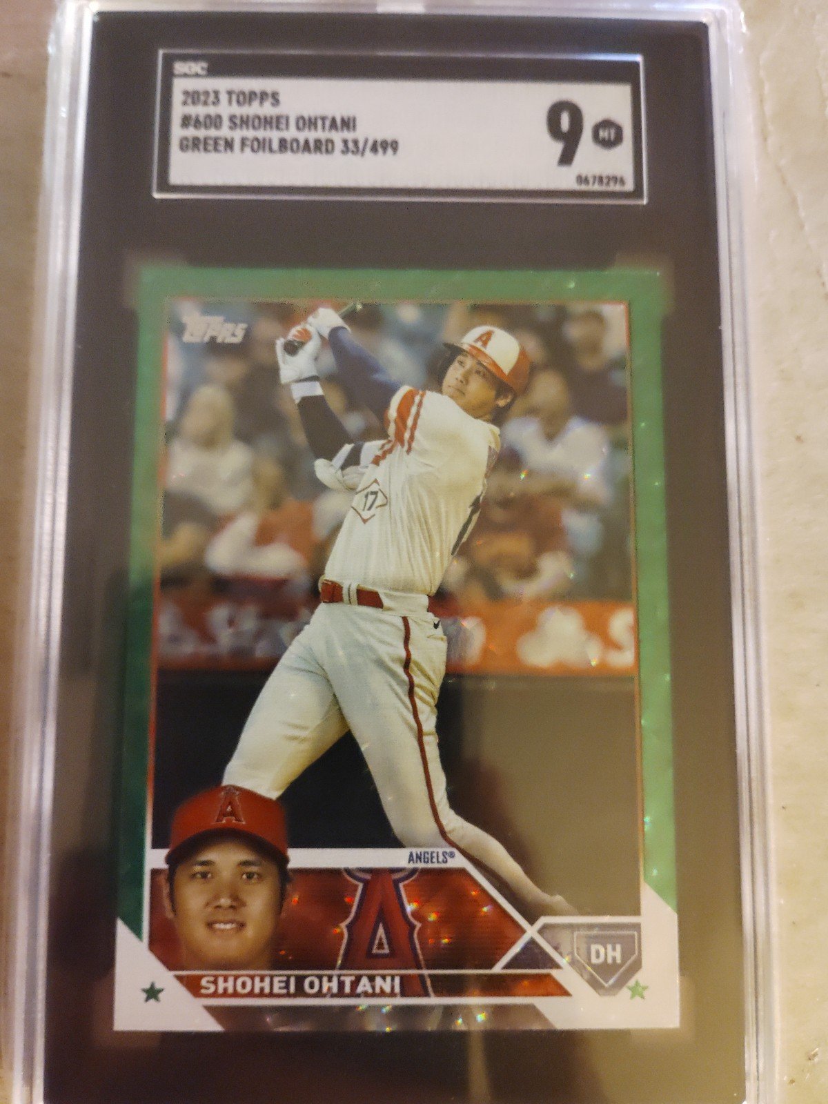 SHOHEI OHTANI 2023 TOPPS GREEN FOIL BOARD SGC NUMBERED /499 new slab