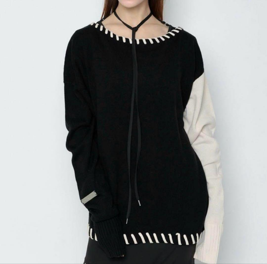 MELT THE LADY Contrast Stitch Knit