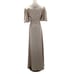 AW BRIDAL 16 2X Plus Champagne Etta satin bridesmaid formal maxi dress NEW B63
