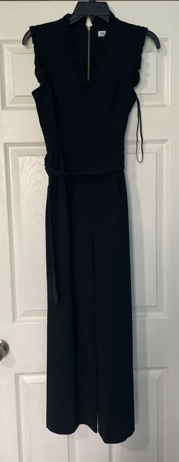 Calvin Klein Black Ruffle Jumpsuit