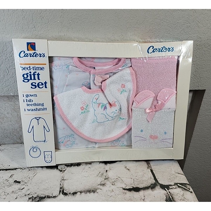 Carters Bedtime Gift Set Vintage Gown Bib New Sealed