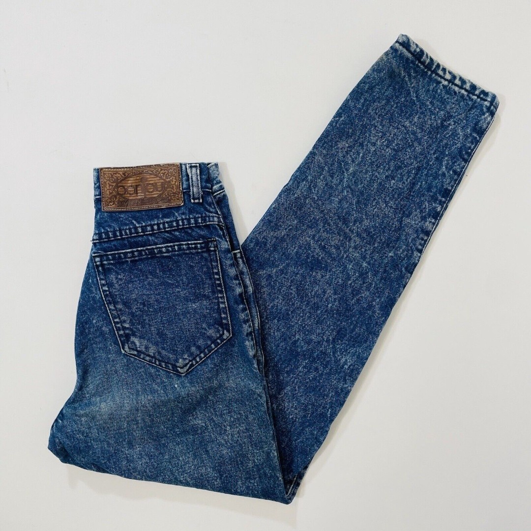 Bonjour Vintage High Rise Tapered Jeans 24 Womens Acid Wash 90s Relaxed
