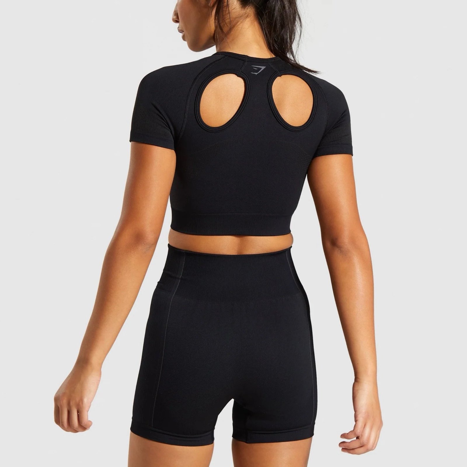 GYMSHARK Ultra Seamless Crop Top Sz S In Black