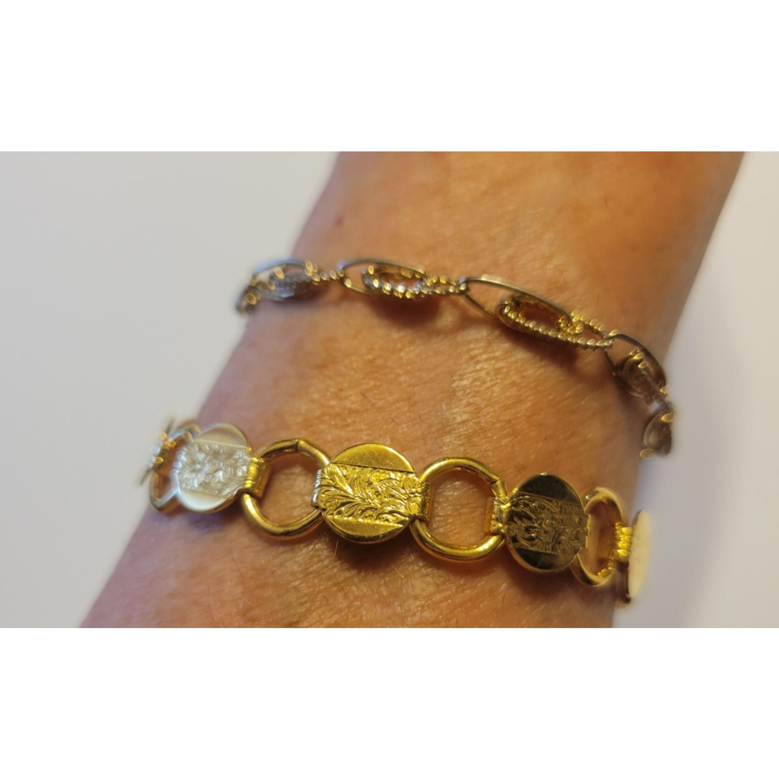 Lot of 2 Vintage Sarah Coventry Round Chain Link Gold Tone Fashion Bracelets