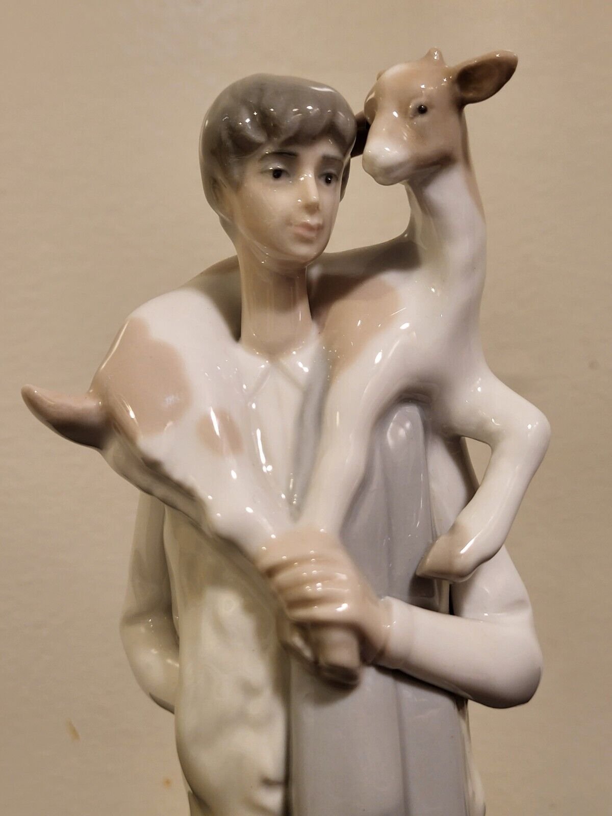 Lladro Boy with Goat Calf 4506 Mint Condition Third Lladro Mark 1971-1974