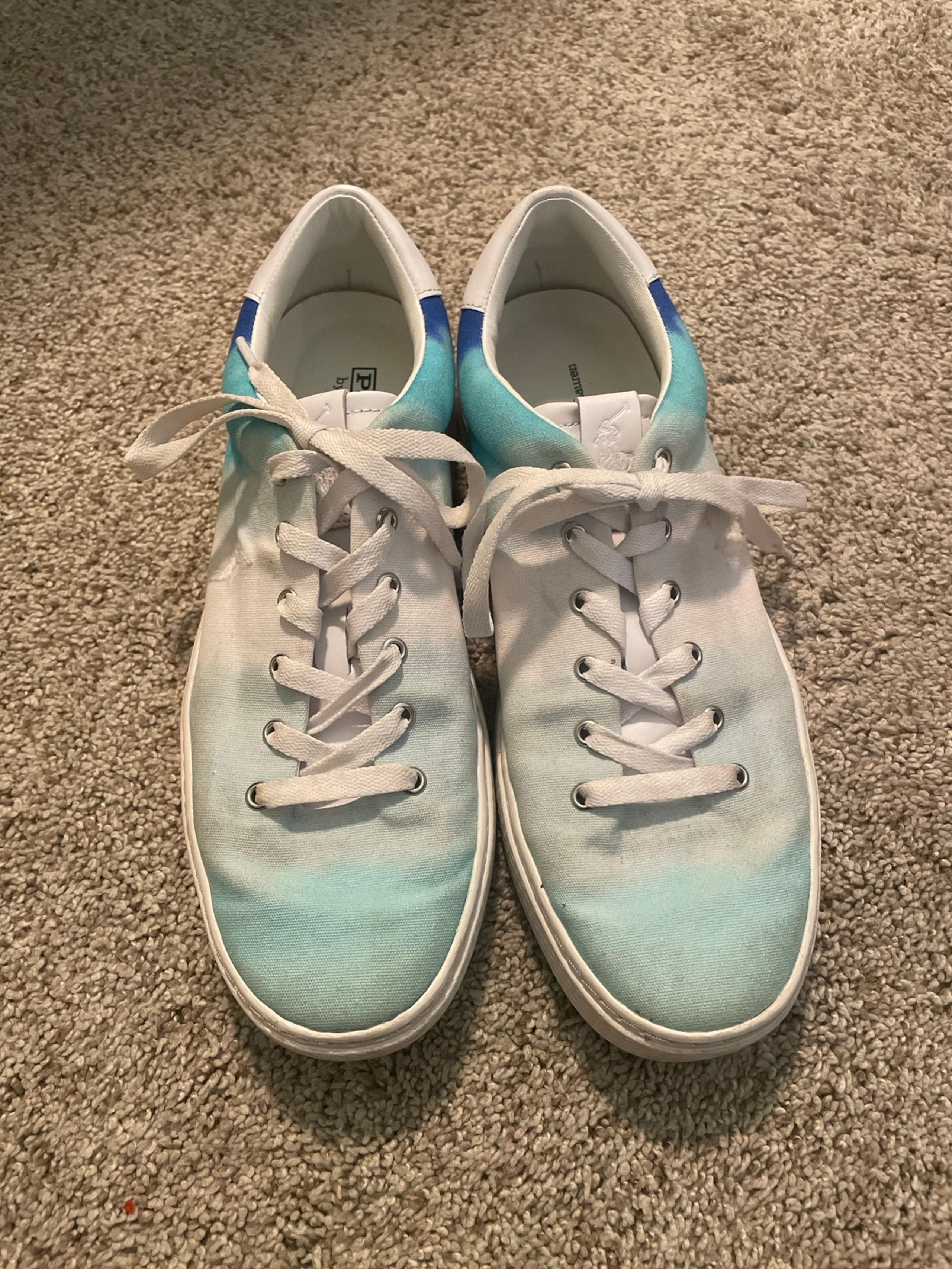 Polo Ralph Lauren Women Blue Tie Dye Court 125 Canvas Sneaker Size 8.5