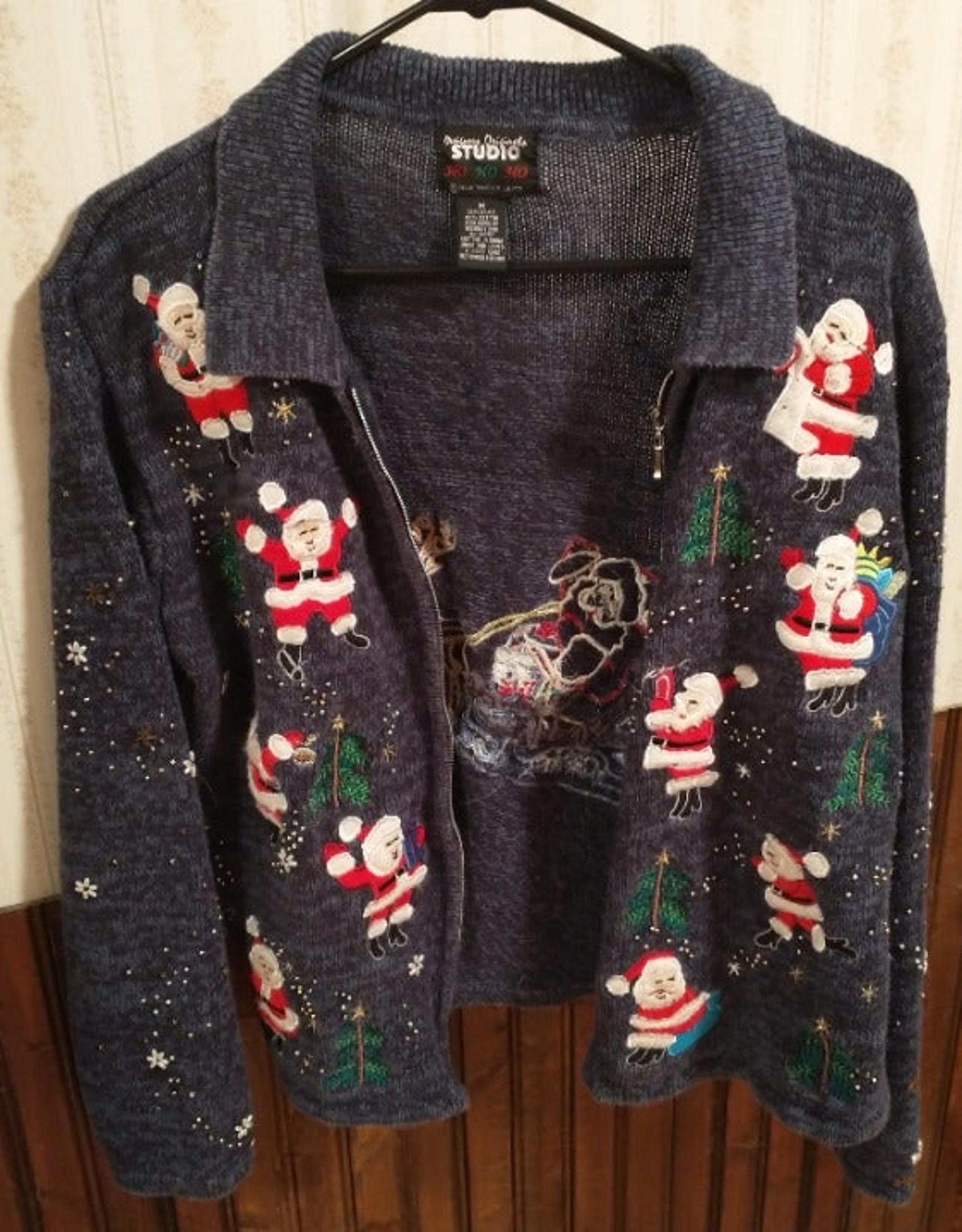 Ladies Zip-Up Christmas Sweater