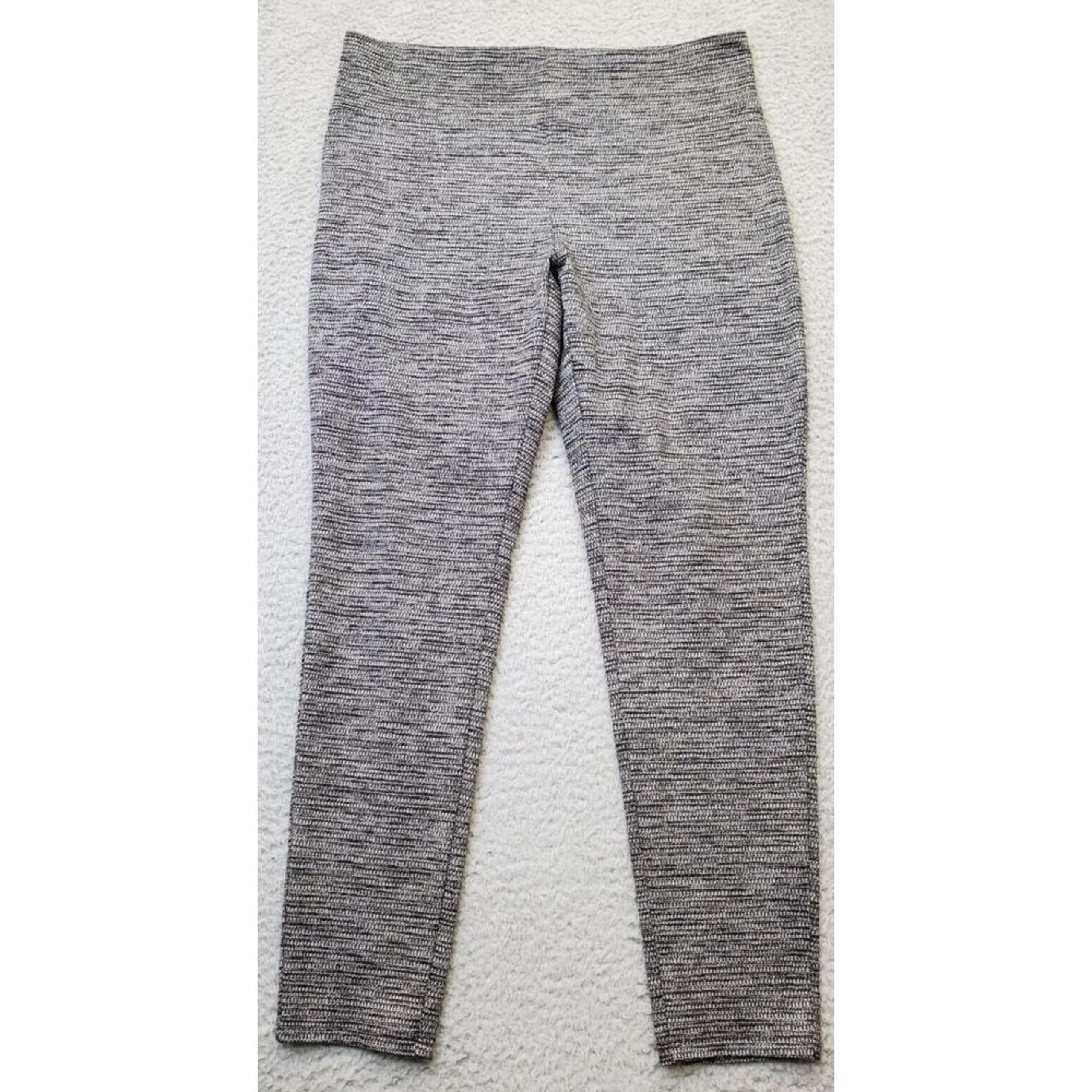 Express Pants Womens Large Gray Space Dye Polyester Stretch Straight Leg Pull On