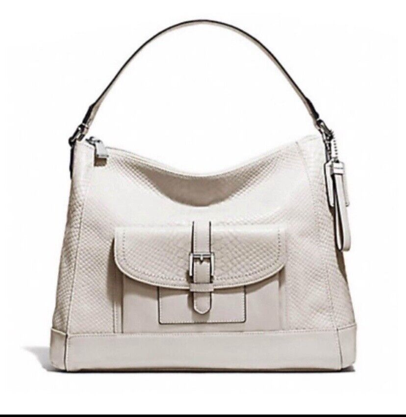 NWT Coach F31283 SV/PH Charlie Python Leather Hobo Tote Shoulder Bag Parchment