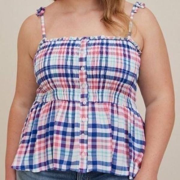 NWT Torrid Plaid Peplum Cami