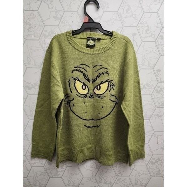 Nwt The Grinch Unisex Boys Girls Graphic Holiday Crew Neck Sweater, Size S