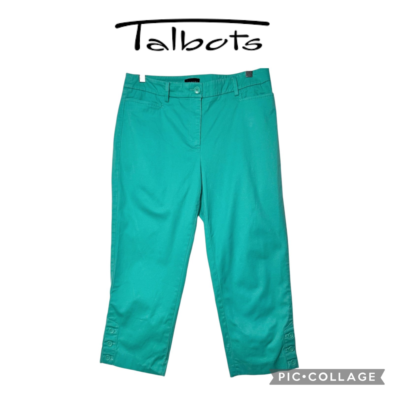 Talbots perfect skimmer slim legs cropped pants size 6 teal blue