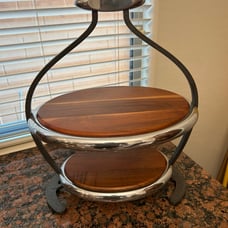 NAMBE Anvil 2 Tier Server by NEIL COHEN 2010 Serving Acacia Wood Alloy