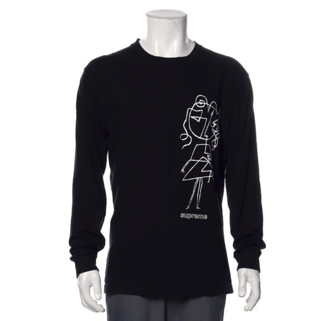 Supreme Scribble Girl Long Sleeve Graphic Orint Sweatshirt SZ M