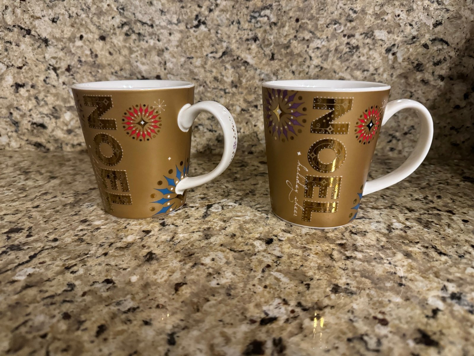 Starbucks Gold Set of 2, 14 fl oz, Christmas Noel Mugs