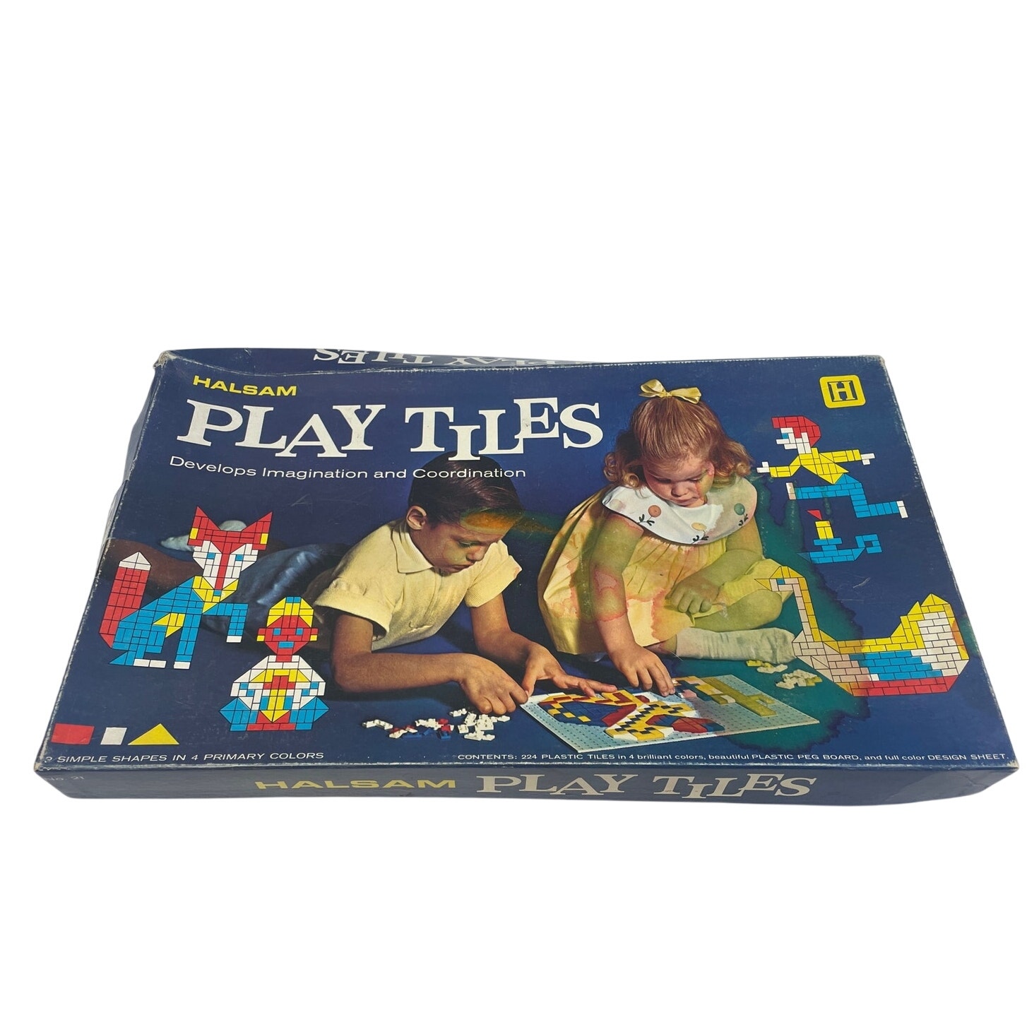 Vintage 1960s Play Tiles Board Game Plastic Pieces Gameboard Instructions
